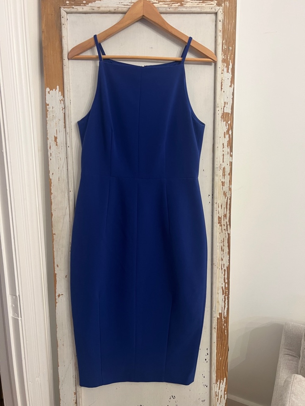 H&M Royal Blue Midi Sheath Dress with Spaghetti Straps